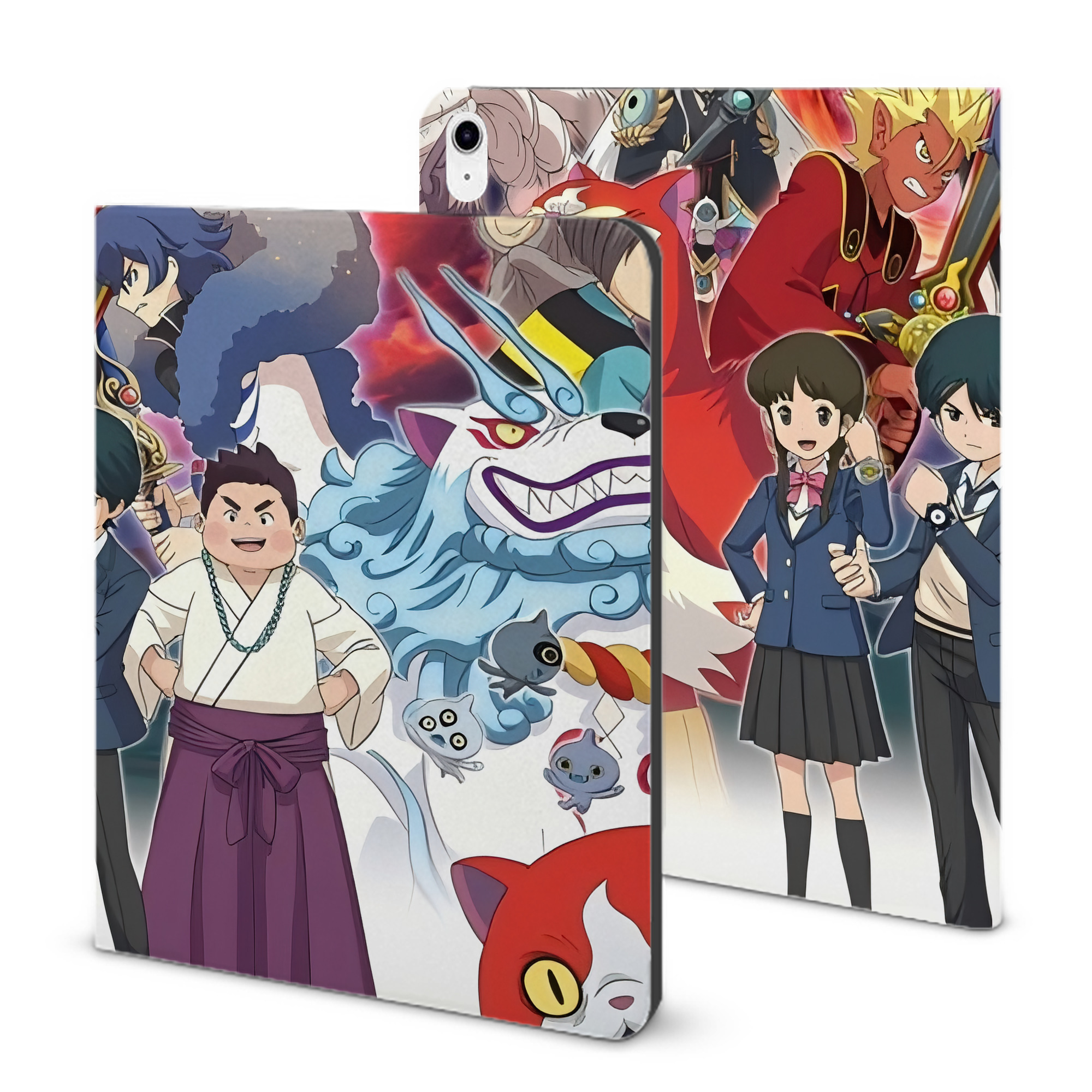（画像用） 妖怪ウォッチ Yo-kai Watch IPad ケース ブック型 PUレザー TPU 耐衝撃 軽量 薄型 ペン収納なし 全面保護 IPad 各モデル対応